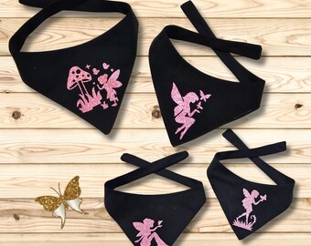 Magical Puppy Scarf ,Pink Glitter Fairy Dog Bandana , Tie On ,Handmade Sparkle Pet Accessory