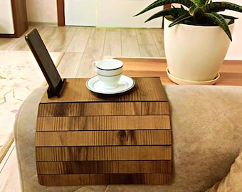 Sofa Arm Tray Table Couch Bedside Wood Coaster Coffee Cup Foldable Protector Mat TV Chair Armrest Caddy End Tables Trays