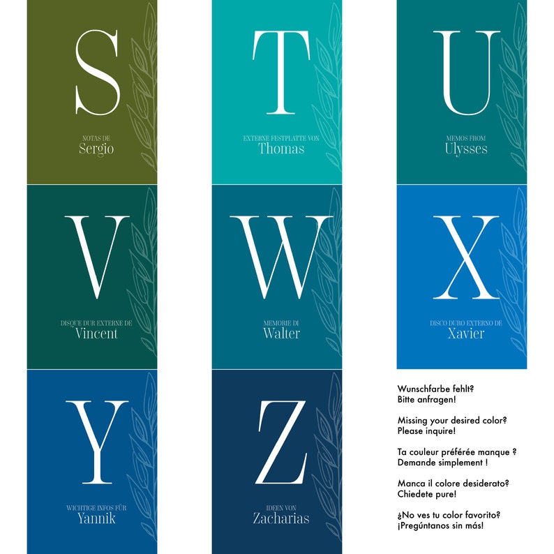Op de afbeelding: Een kleurrijk diagram met de letters S, T, U, V, W, X, Y en Z. Elke letter heeft een andere kleur en een naam en een korte beschrijving eronder.