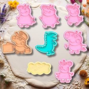 Peppa pig george blank sign cookie cutter Fondant play dough polymer clay stamp cutter set of 8