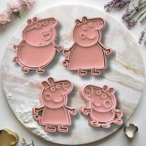 Peppa Schwein Mama Papa George Schwein Ausstechform Fondant Spielteig Polymer Ton Ausstechform und Debosser Set von 4