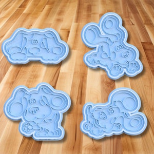 Blue dog Clues and you Cookie Cutter stamp fondant play dough polymer clay set of 4