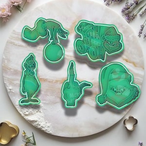 Weihnachten Grinch Stempel Debosser Fondant Spielteig Ausstechformen Set von 5