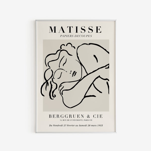 Henri Matisse Exhibition Poster - Sleeping Woman - Mid Century Art Print - Cutouts - French Artists - Printable Digital Download