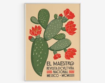 Mexico El Maestro Poster - El Maestro Wall Art - Floral Illustration Art Print - Printable Mexico Art - High Quality Digital Download