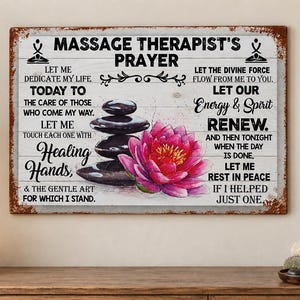 Vintage Style Aluminum Sign, Massage Therapist's Prayer #145