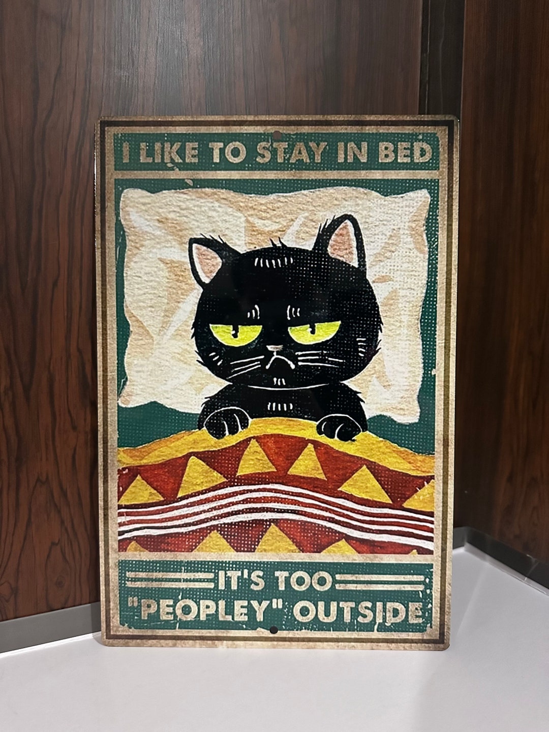 Vintage Black Cat Sign, I Do What I Want Funny Cat Metal Sign Wall Decor for Bedroom