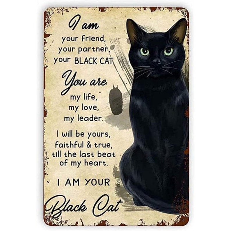 8x12 Black Cat Metal Aluminum Sign Etsy