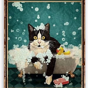 Tuxedo Cat Funny Bathroom Metal Aluminum Sign #209