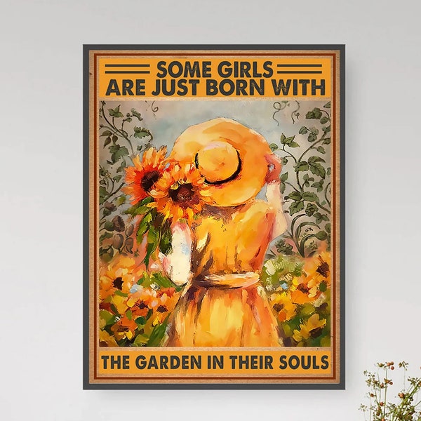 Targa In Metallo Vintage 20x30 Cm 'Some Girls Are Just Born With Garden In Their Souls' - Decorazione Parete - 3