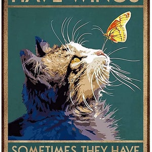 Funny Cat Metal Tin Sign Wall Poster Plaque for Home Decor