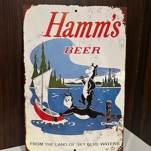 Hamms Beer Bears Fishing Reproduction Metal Aluminum Sign #399