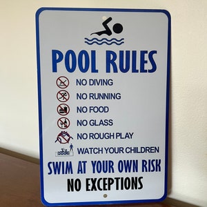 Aluminum Sign - Pool Rules #178
