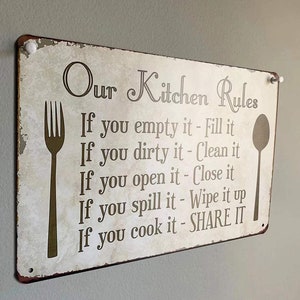 Kitchen Rules Tin Sign Wall Decor
