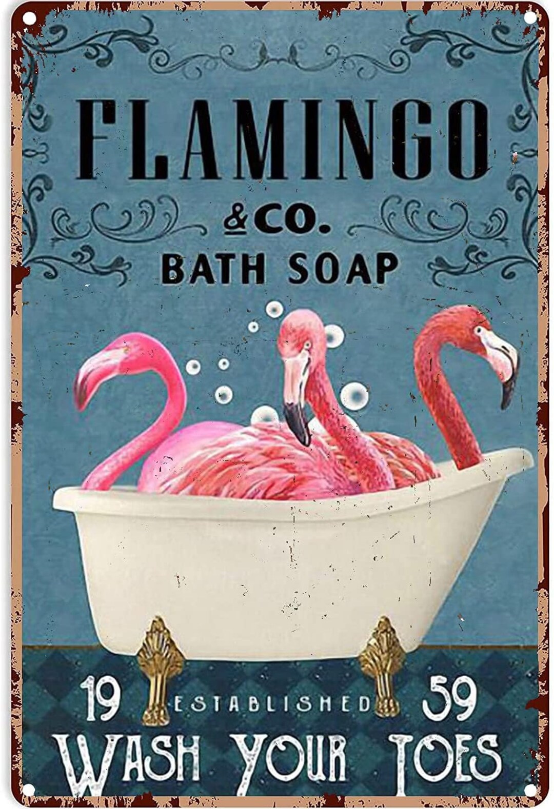 Fox Co Bath Soap Wash Your Paws - Poster da bagno, decorazione per il bagno, regalo per Fox L, decorazione da parete, in metallo, 30,5 x 20,3 cm