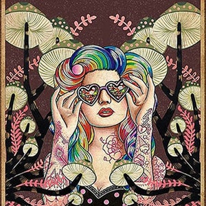 Vintage Style Metal Aluminum Sign - Girls with Tattoo Stay Trippy Little Hippie #414