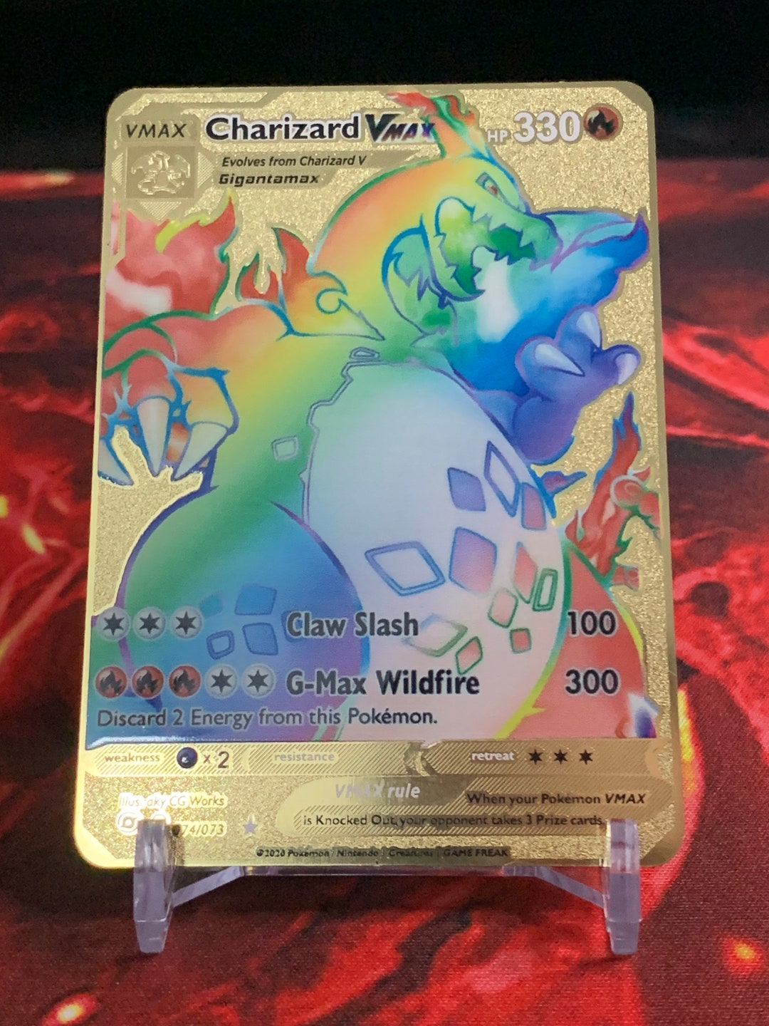 Dracaufeu arcenciel VMAX carte Pokémon personnalisée en métal doré Etsy France