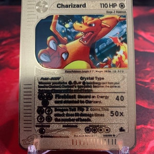Dracaufeu Skyridge - carte Pokémon personnalisée en métal doré