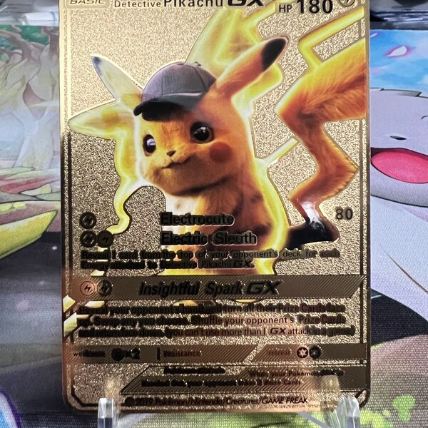 Detective Pikachu GX - Custom Gold Metal Pokemon Card