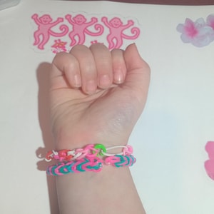 2 Piece - Cute Pink Themed Rainbow Loom Bracelet