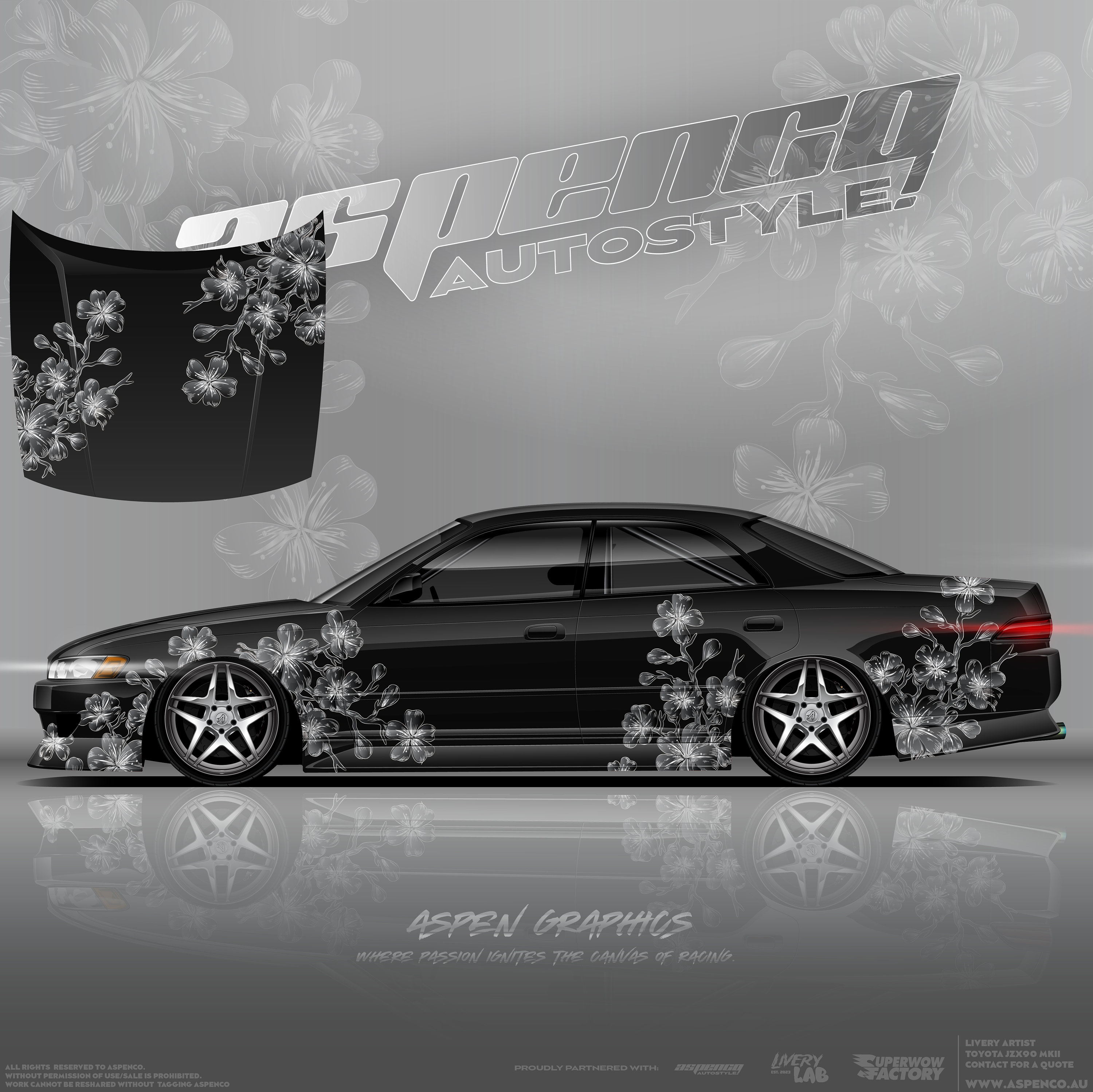 Somei Yoshino (Sakura) Street/Drift Livery ~ Decal, Japanese Vehicle Wrap Livery, Digital Download File, Vehicle Wrap, Wrap Template