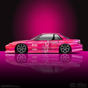Pink Flaming Heart Drift Livery ~ Decal, Motorsport Livery, Digital Download File, Vehicle Wrap