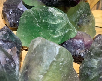 Fluorita arcoíris en bruto - Piedra preciosa en bruto - Cristal de fluorita - Cristales curativos