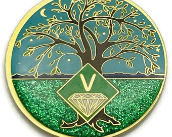 5 Year Tree of Life Specialty Tri-Plated NA Recovery Medallion - Five Year Chip/Coin