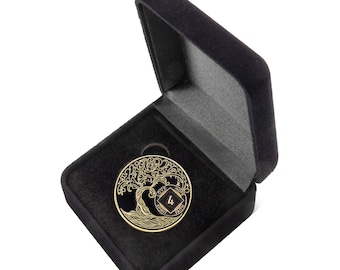 4 Year Sobriety Mint Twisted Tree of Life Gold Plated NA Recovery Medallion - Four Year Chip/Coin - Black + Velvet Box