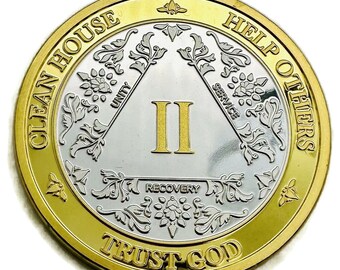 2 Year 40mm Gold & Silver AA Medallion - Bi-Plate Fancy Two Year Chip/Coin