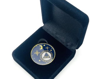 19 Year Rocketed to 4th Dimension Specialty AA Recovery Medallion - Tri-Plated Nineteen Year Chip/Coin - Blue + Velvet Case