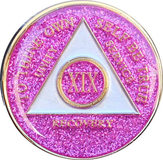 Founders Black Tri-Plate Nineteen Year Chip/Coin Recovery Mint 19 Year AA Medallion Founders Black Tri-Plate Nineteen Year Chip/Coin Recovery Mint 19 Year AA Medallion
