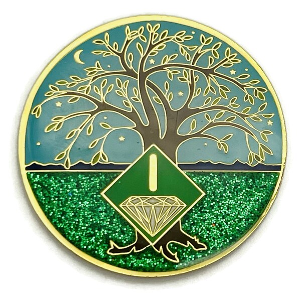 1 to 40 Year Tree of Life Specialty NA Recovery Medallion - Tri-Plated Chip/Coin