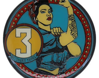Rosie Recovery Strength 3 Year AA/NA Medallion - Tri-Plate Three Year Chip/Coin