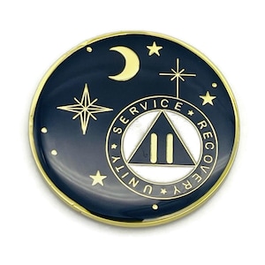 2 Year Rocketed to 4th Dimension Specialty AA Recovery Medallion - Tri-Plated Two Year Chip/Coin - Blue