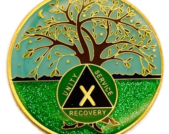 1 to 60 Year Tree of Life Specialty AA Recovery Medallion - Tri-Plated Chip/Coin