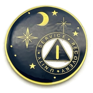 1 to 40 Year Rocketed to 4th Dimension Specialty AA Recovery Medallion - Tri-Plated Chip/Coin - Blue