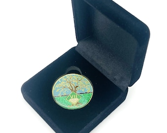 7 Year Tree of Life Specialty Tri-Plated NA Recovery Medallion - Seven Year Chip/Coin + Velvet Case
