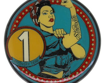 1 to 30 Year Rosie Recovery Strength AA/NA Medallions - Tri-Plate Chips/Coins