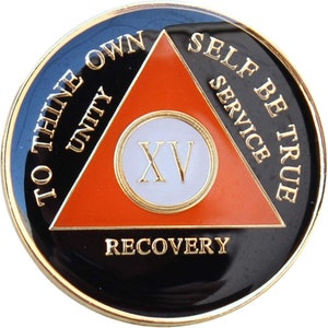Founders Black Tri-Plate Nineteen Year Chip/Coin Recovery Mint 19 Year AA Medallion Founders Black Tri-Plate Nineteen Year Chip/Coin Recovery Mint 19 Year AA Medallion