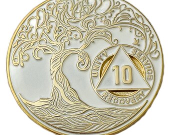 4 Year AA Gold Color Plated Medallion AA Token Triple Clear Epoxy Sealed Recovery Token 4 Year 