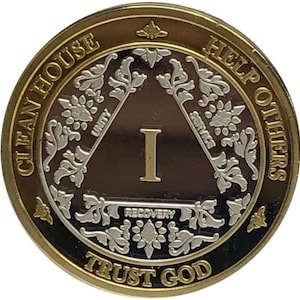1 to 50 Year 24K Gold & Sterling Silver AA Medallions - Bi-Plate Fancy Chips/Coins