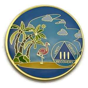 1 to 60 Year Beach Themed Specialty AA Recovery Medallion Tri-Plated Chip/Coin 3 Year