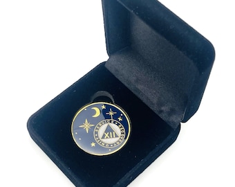 12 Year Rocketed to 4th Dimension Specialty AA Recovery Medallion - Tri-Plated Twelve Year Chip/Coin - Blue + Velvet Case