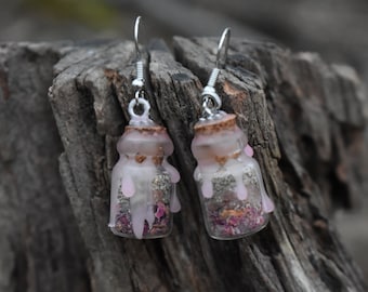 Self Love / Love Spell Jar Earrings - Hand Crafted