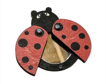 Wooden Busy Board Parts ladybug mirror  Set Montessori Activity Sensory Toy Toddler Learning Wood Laser Cut Engraving