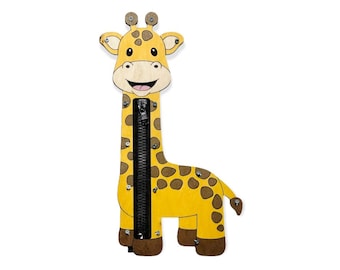 Wooden Busy Board Parts Giraffe Zipper Montessori Activity Sensory Toy Toddler Learning Wood Laser Cut Engraving