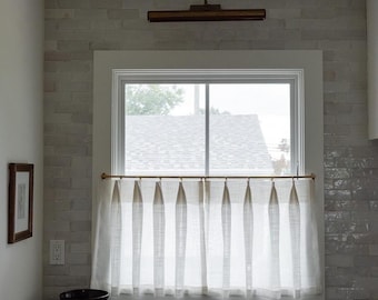 Linen Blend Cafe Curtains – Pinch Pleat, Custom Kitchen Window Panel
