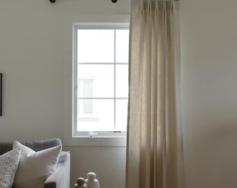 Gray Pinch Pleat Cotton Blend Curtain | Custom Full Length Drapes