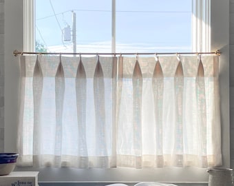 Top Pinch Pleat Unlined Cafe Curtains & Decorative Panels | White, Brown and Gray